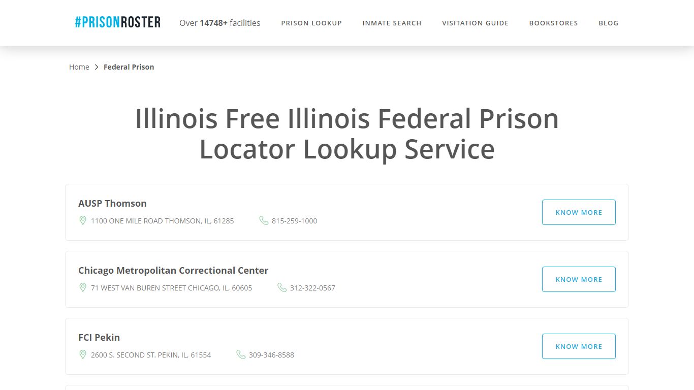 Illinois Federal Prison Inmate Lookup - Prisonroster